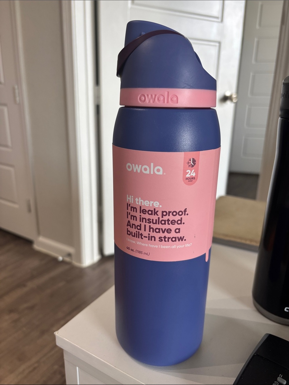 owala Insulated Water Bottle with Built-in Straw — Blue and Pink